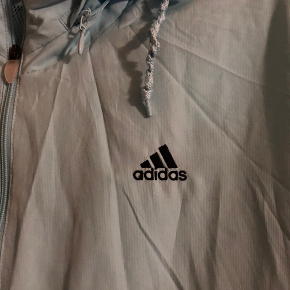 Adidas sky blue lightweight hooded windbreaker - Picture 2 of 5